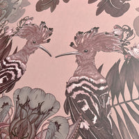 Rose Pink Statement Birds Wallpaper by Designer Becca Who
