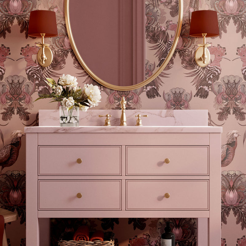 Blush Pink Statement Designer Bedroom Wallpaper by Becca Who