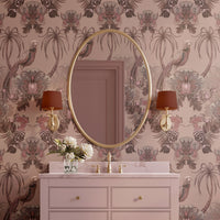 Dreamy Blush Pink & Chocolate Luxury Bedroom Wallpaper with Large Pattern