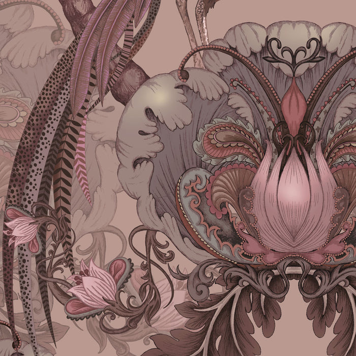 Parade Of Plumes in Rose Macaron | Wallpaper Sample