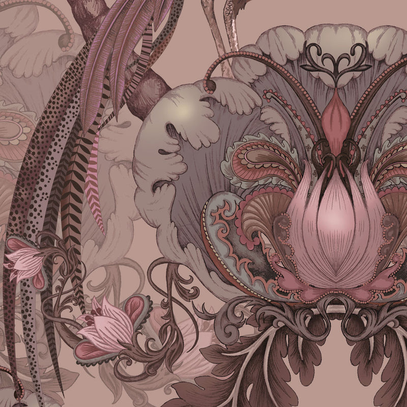 Parade Of Plumes in Rose Macaron | Wallpaper Sample