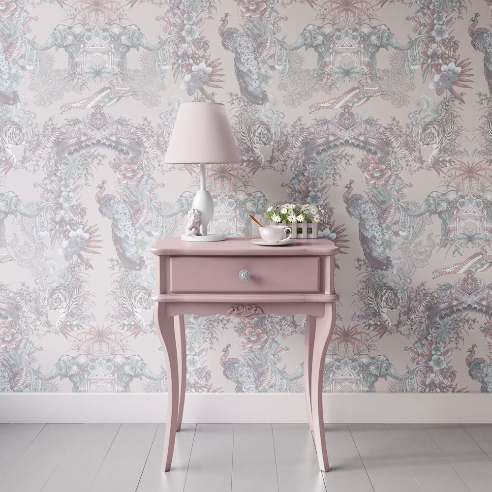 Light Rose Pink Pretty Designer Wallpaper by Becca Who