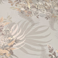 Pale Sand Patterned Designer Wallpaper with African Animals by Becca Who