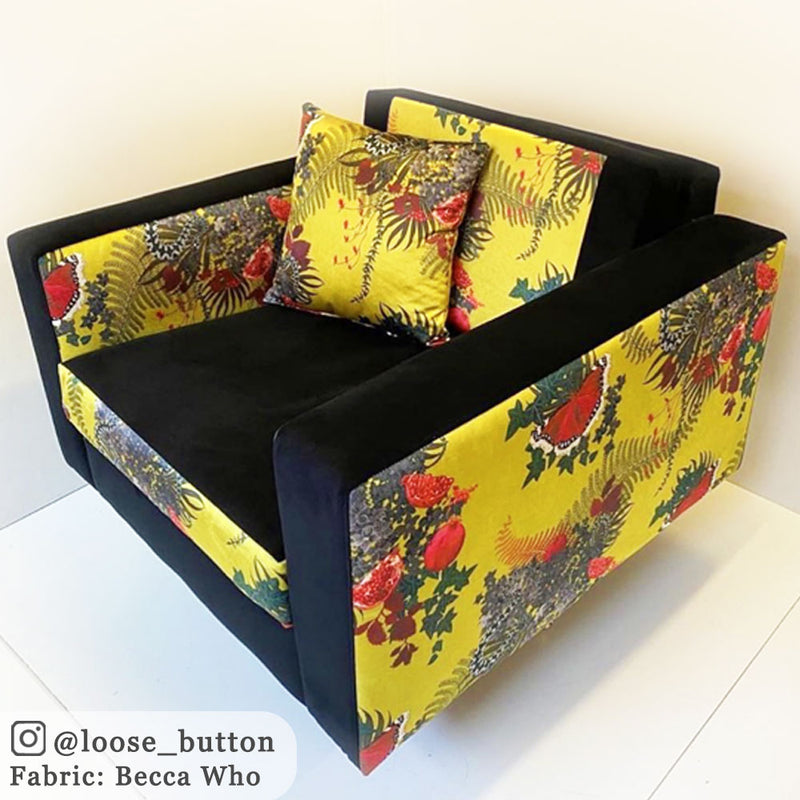 Bright Yellow Snakes Patterned Velvet Fabric by Designer, Becca Who