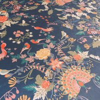 Blue Floral Patterned Velvet Fabric for Interiors by Designer, Becca Who