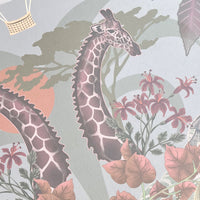 Luxury Statement Wallpaper with African Animals in Soft Green by Designer, Becca Who