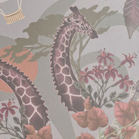 Luxury Statement Wallpaper with African Animals in Soft Green by Designer, Becca Who