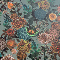 Sage Green Heavy Floral Vintage Style Luxury Wallpaper