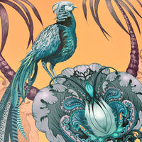 Bold Yellow Statement Wallpaper with Birds for Interiors by Designer, Becca Who