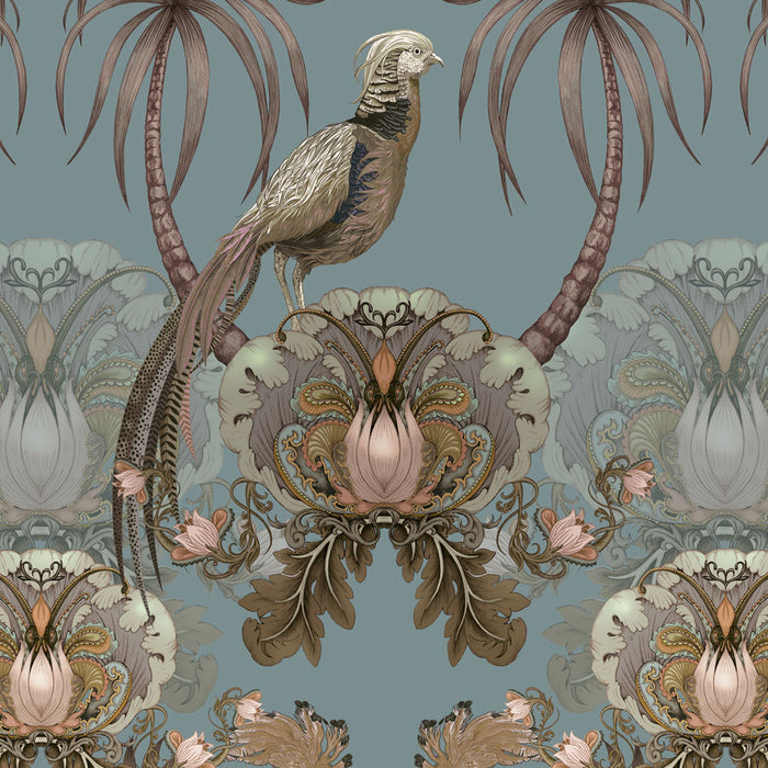 Statement Duck Egg Blue Luxury Wallpaper by British Designer, Becca Who