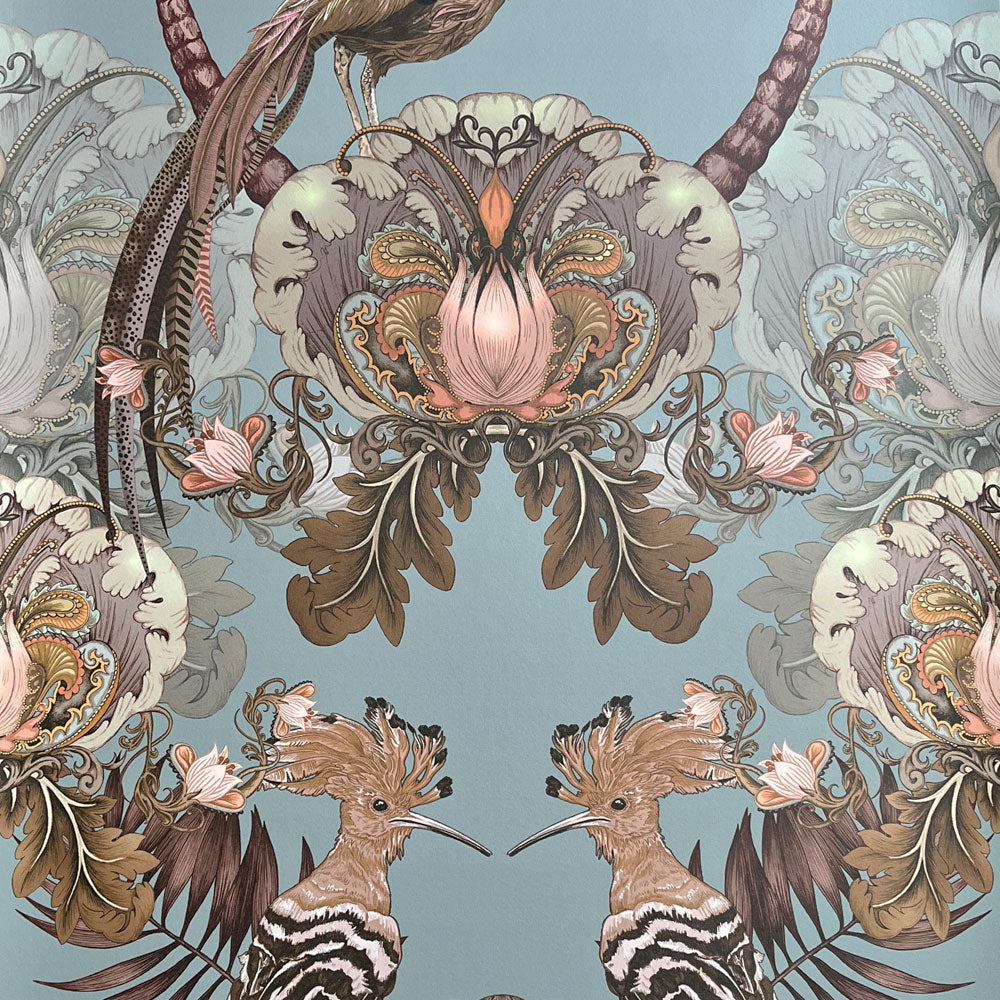 Duckegg Blue Bold Statement Wallpaper by British Wallpaper Designer, Becca Who