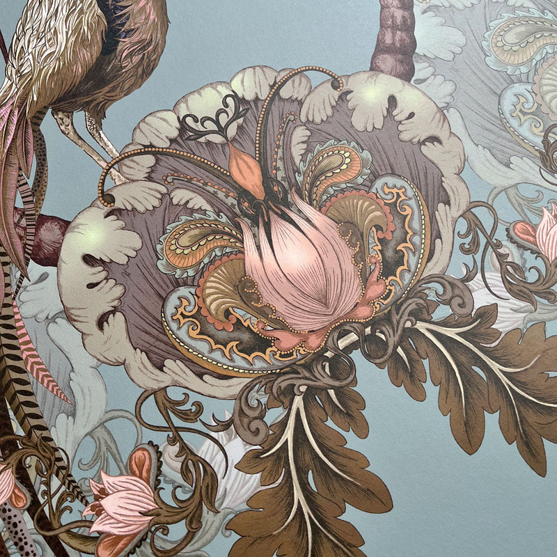 Duckegg Blue Feature Wallpaper by British Wallpaper Designer, Becca Who