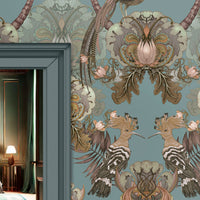 Duckegg Blue Bold Feature Wallpaper by British Wallpaper Designer, Becca Who