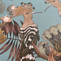 Duckegg Blue Bold Birds Wallpaper by British Wallpaper Designer, Becca Who