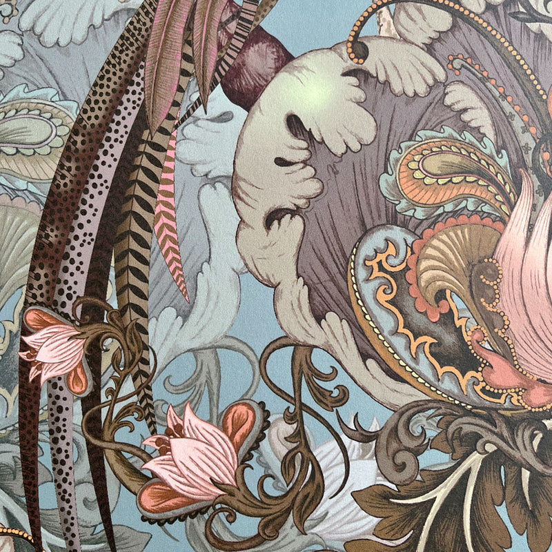 Duckegg Blue Artistic Patterned Wallpaper by British Wallpaper Designer, Becca Who