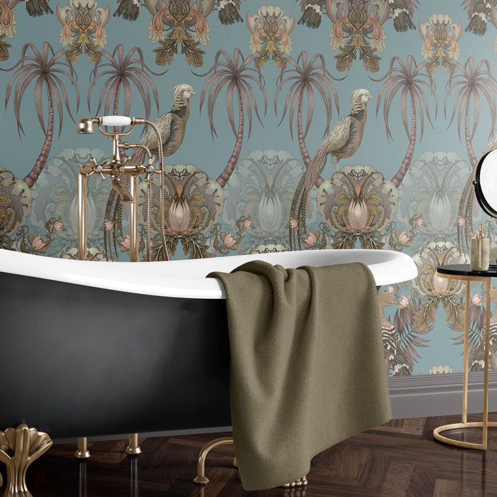 Duckegg Blue Bold Patterned Wallpaper by British Wallpaper Designer, Becca Who