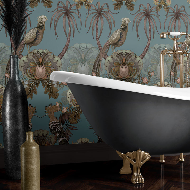 Duckegg Blue Luxury Wallpaper by British Wallpaper Designer, Becca Who