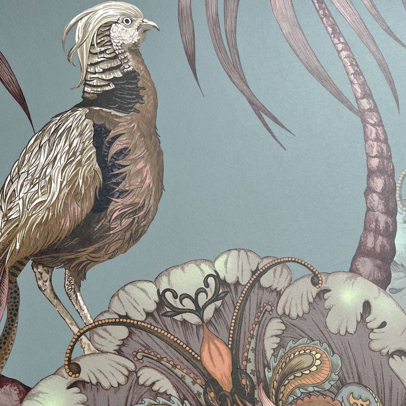 Parade Of Plumes in Duck Egg | Bold Statement Wallpaper in Blue