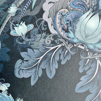 Dark Blue Bold Patterned Statement Wallpaper with Birds by UK Designer, Becca Who