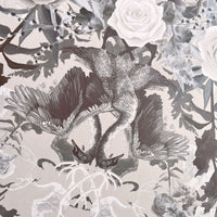 Stone Neutral Luxury Patterned Wallpaper with Swans by Designer, Becca Who