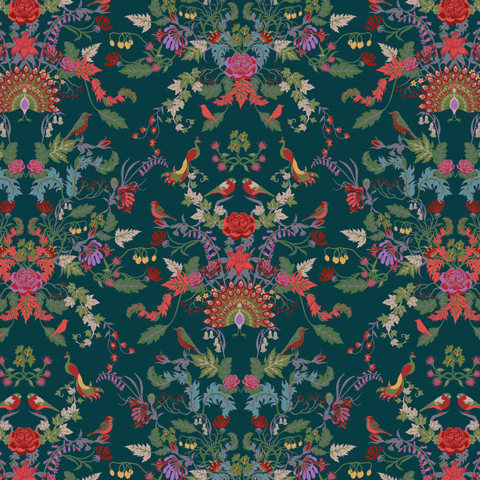 Teal Colourful Patterned Statement Wallpaper by British Designer, Becca Who