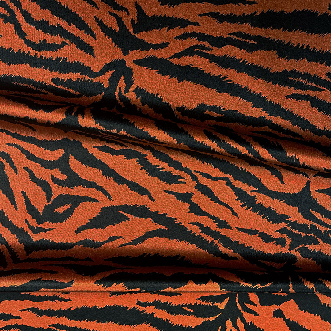 Statement Tiger Print Velvet Furnishing Fabric in Burnt Sienna by UK Designer Becca Who