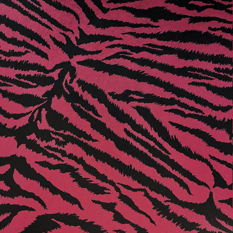 Ruby Pink Red Tiger Animal Print Designer Velvet Furnishing Fabric by Becca Who