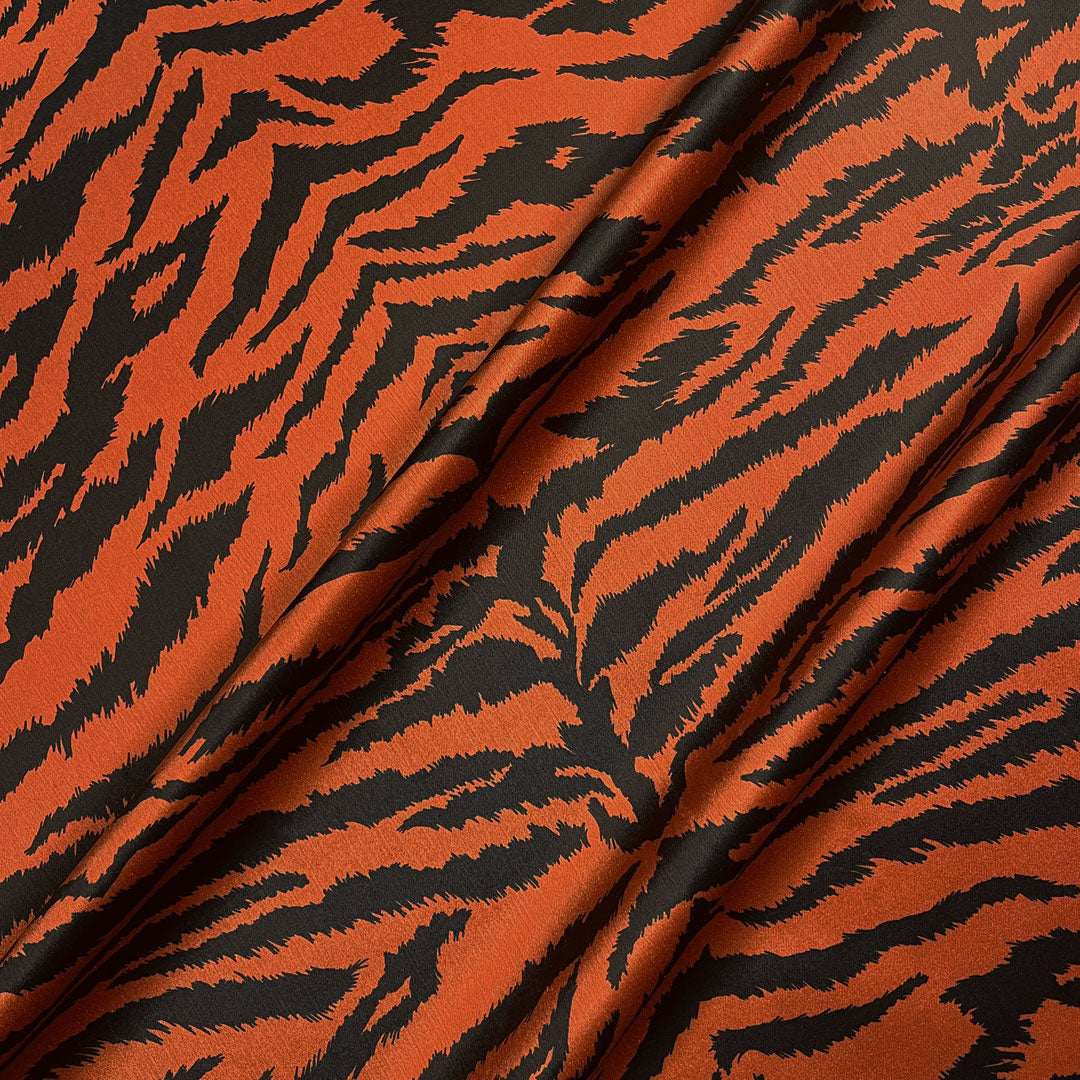 Burnt Sienna Tiger Print Velvet Animal Print Furnishing, Upholstery & Curtain  Fabric by UK Designer Becca Who