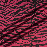 Ruby Pink Red Animal Print Designer Velvet Tiger Furnishing Fabric by Becca Who