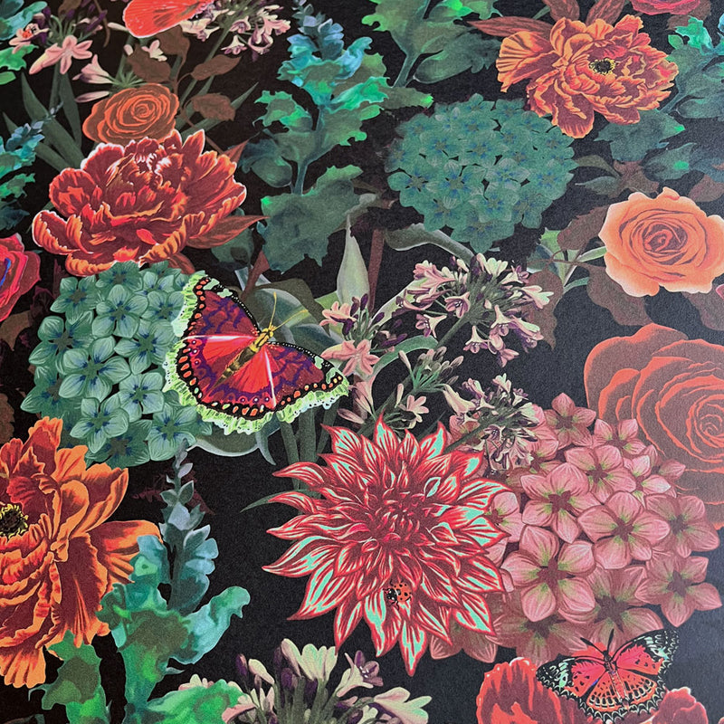 Dark Floral Vintage Style Wallpaper Flowerbed by UK Designer Becca Who