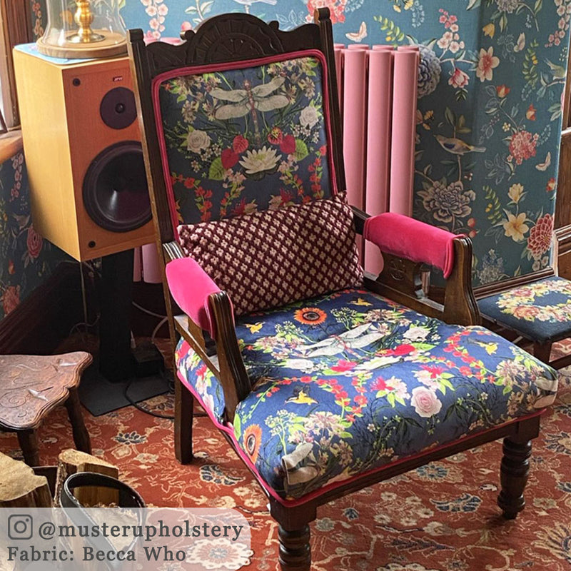 Pretty Patterned Velvet Upholstery Fabric Nature Inspired by Designer Becca Who