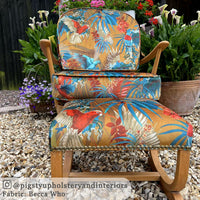 Mustard Birds Patterned Upholstery Velvet Fabric by Designer Becca Who
