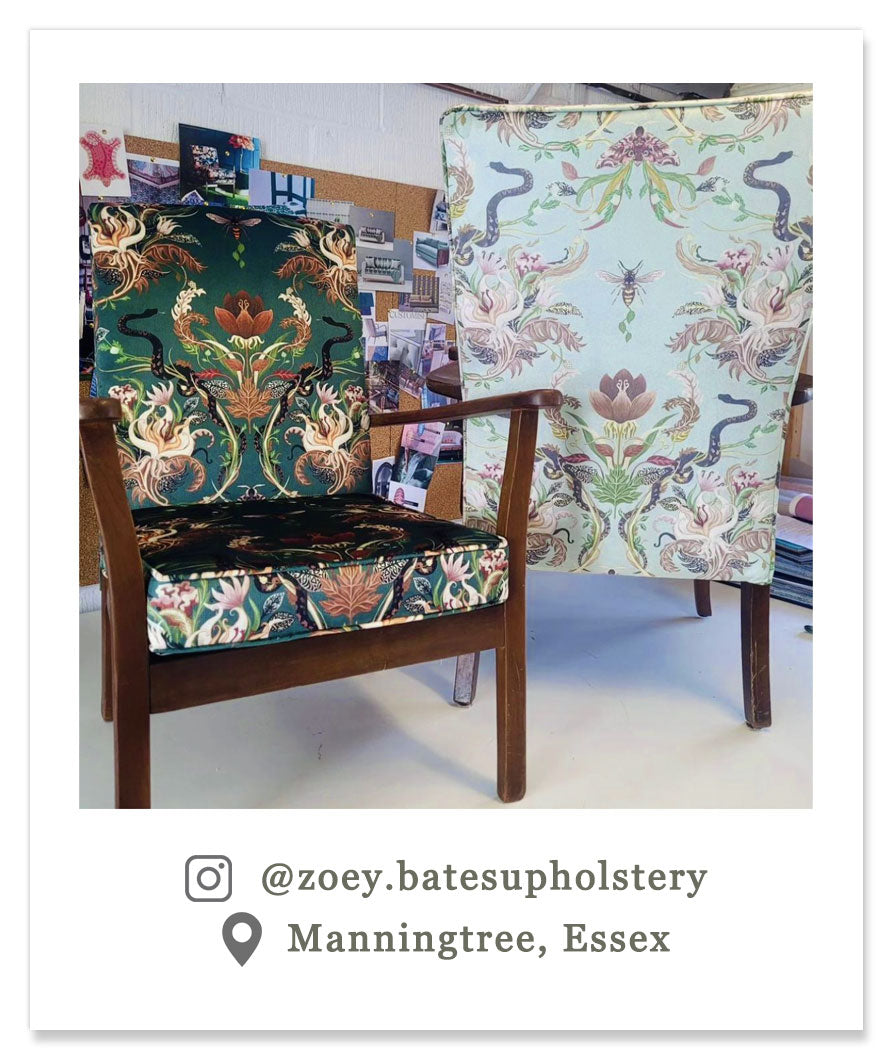 Upholstery Fabric Patterned Velvet in Green by Designer Becca Who