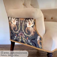 Elegant Charcoal Patterned Velvet Fabric for Upholstery by Designer Becca Who