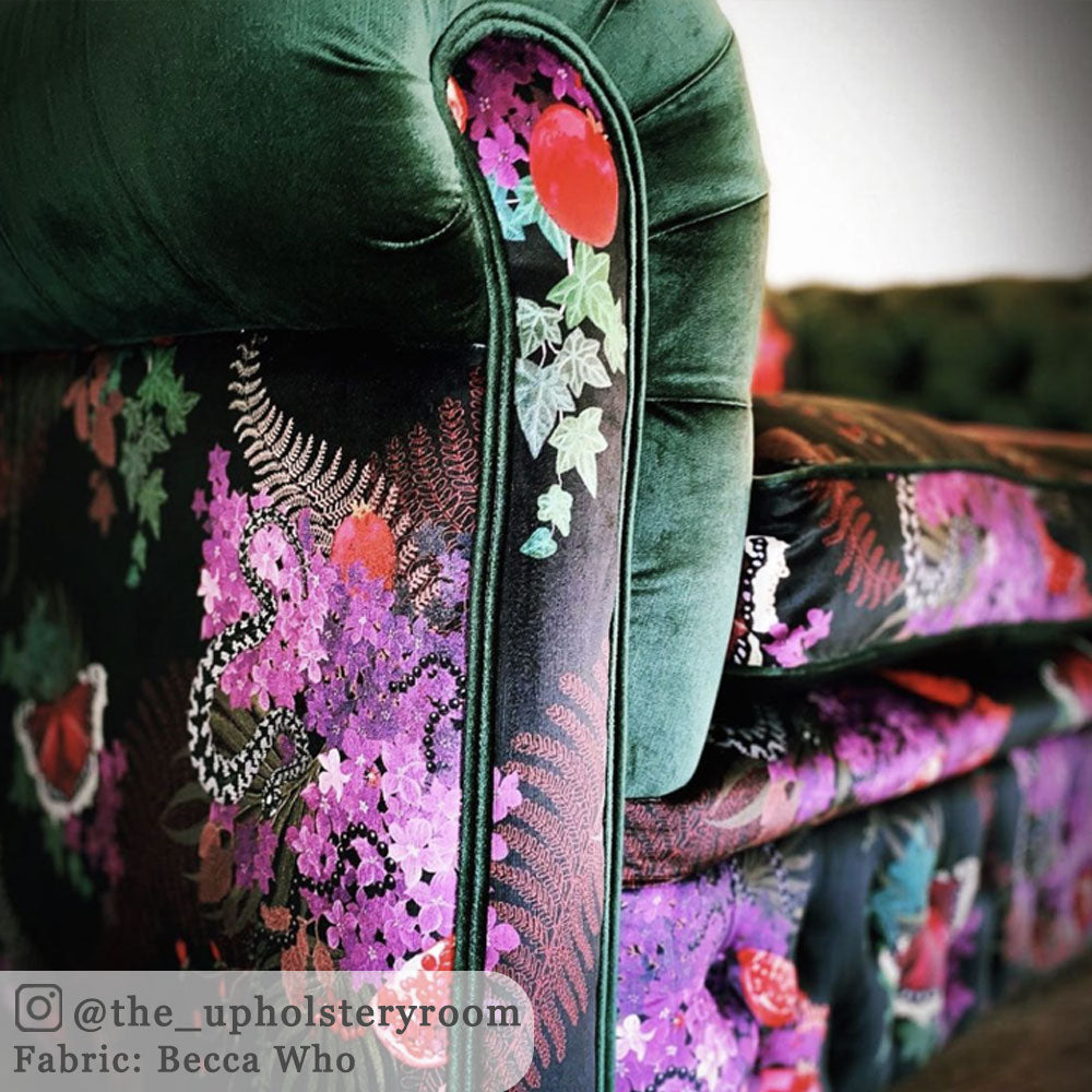 Dark Patterned Velvet fabric for Upholstery by Designer Becca Who