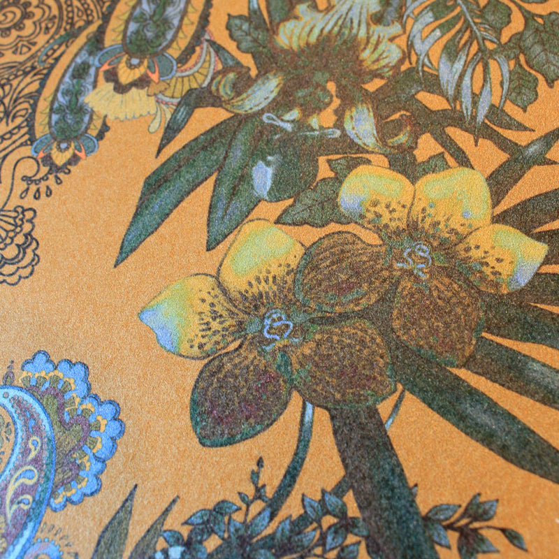 Amber Gold Patterned Statement Wallpaper with Indian design by Becca Who