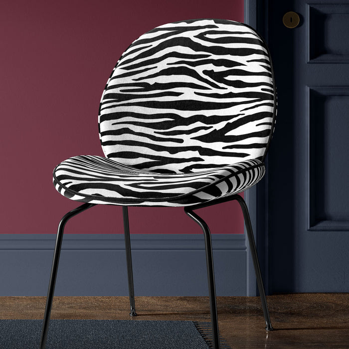 Black & White Zebra Print Velvet Furnishing, Upholstery & Curtain  Fabric by Designer, Becca Who