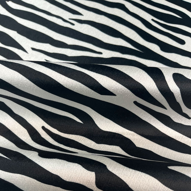 Black & White Zebra Striped Velvet Furnishing, Upholstery & Curtain  Fabric by Designer, Becca Who