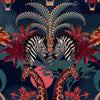 African Safari Animals Wall Art Print in Blue with Zebras by Designer Becca Who