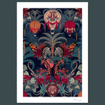 African Animals Wall Art Print in Deep Blue by Designer Becca Who