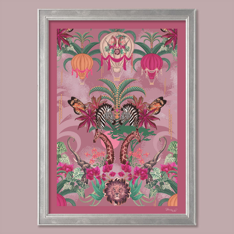 Pink African Animals Wall Art Print by Designer, Becca Who