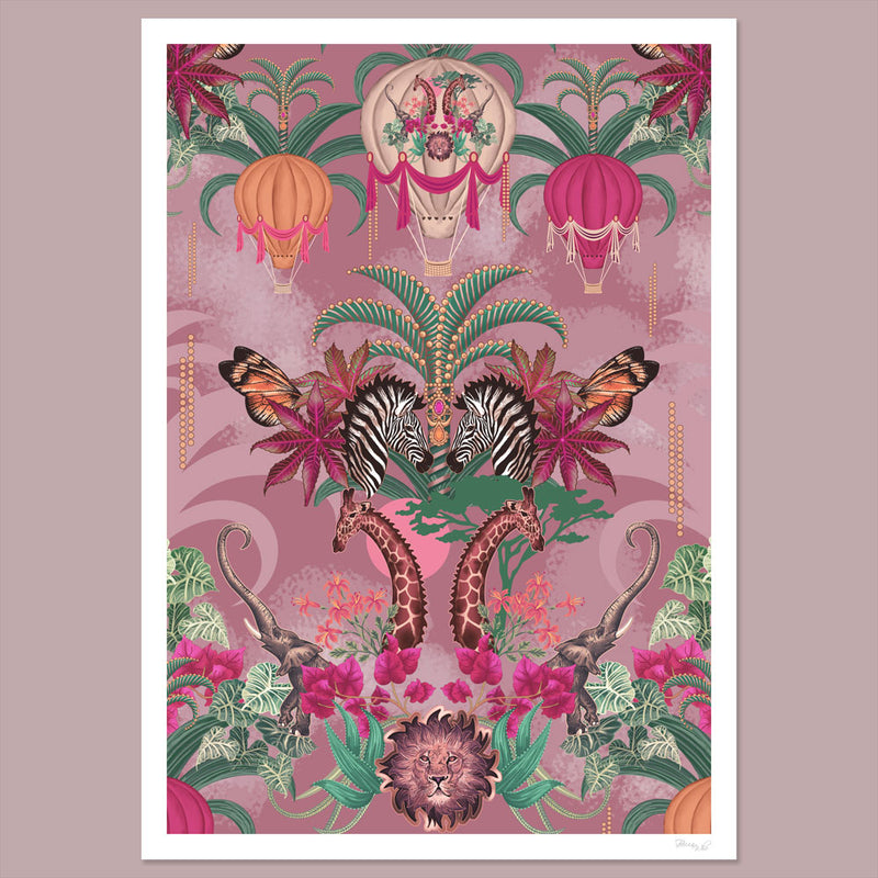 Balloon Safari in Pink | Wall Art Print