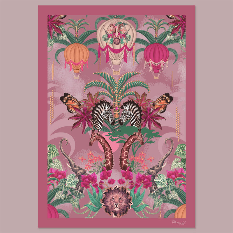 Balloon Safari in Pink | Wall Art Print