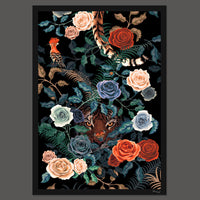 Bengal Rose Garden on Black | Wall Art Print