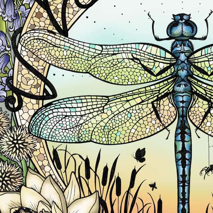 Dragonfly Dance in Soft Green | Wall Art Print