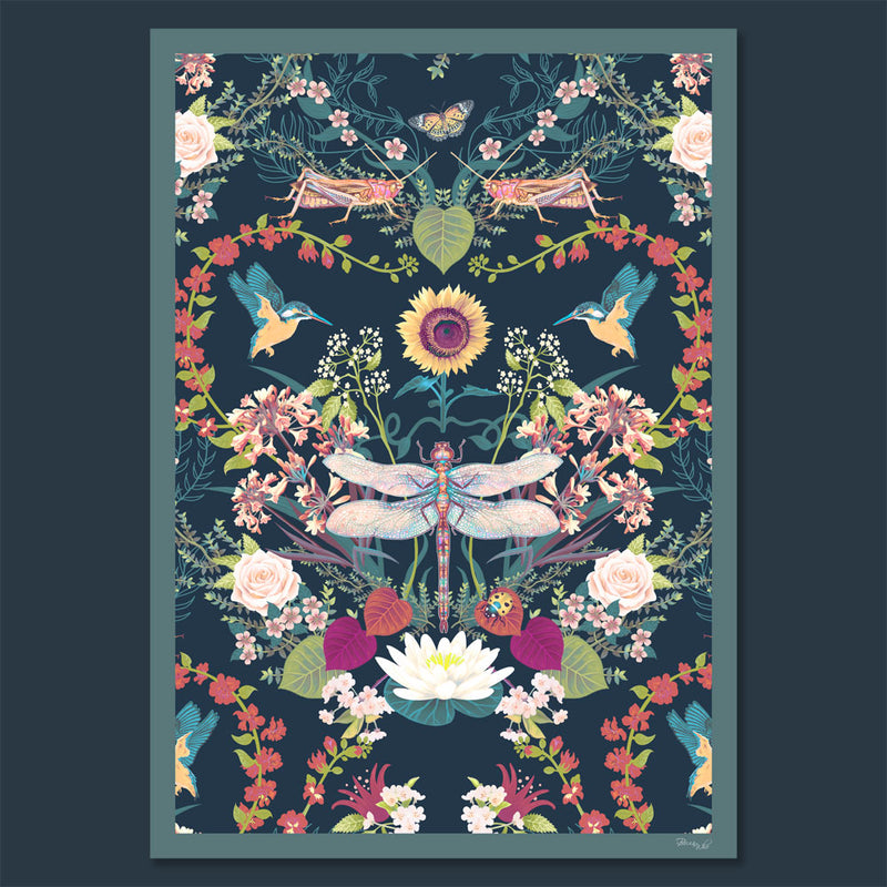 Garden Treasures in Navy | Art Print