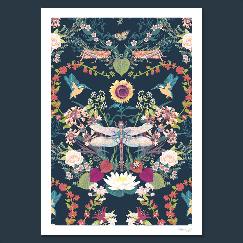 Garden Treasures in Navy | Art Print