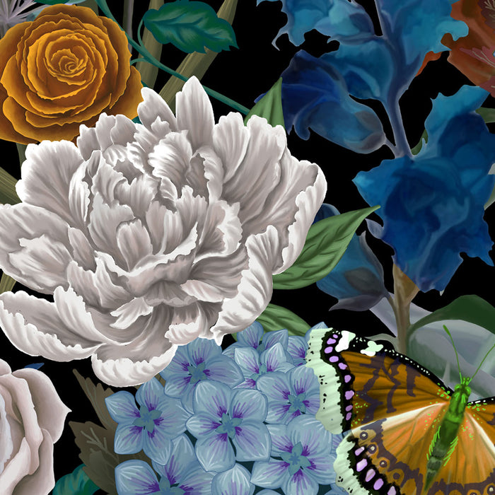 Flowerbed in Blue & Black | Wall Art Print