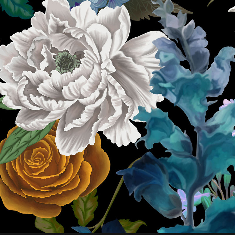 Flowerbed in Blue & Black | Wall Art Print