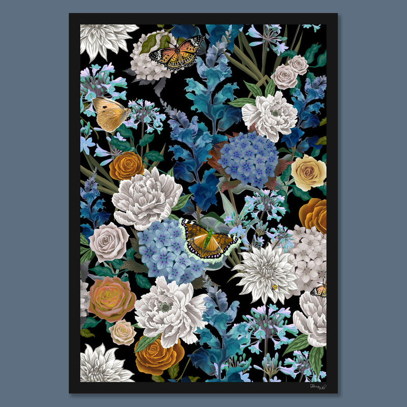 Flowerbed in Black | Art Print
